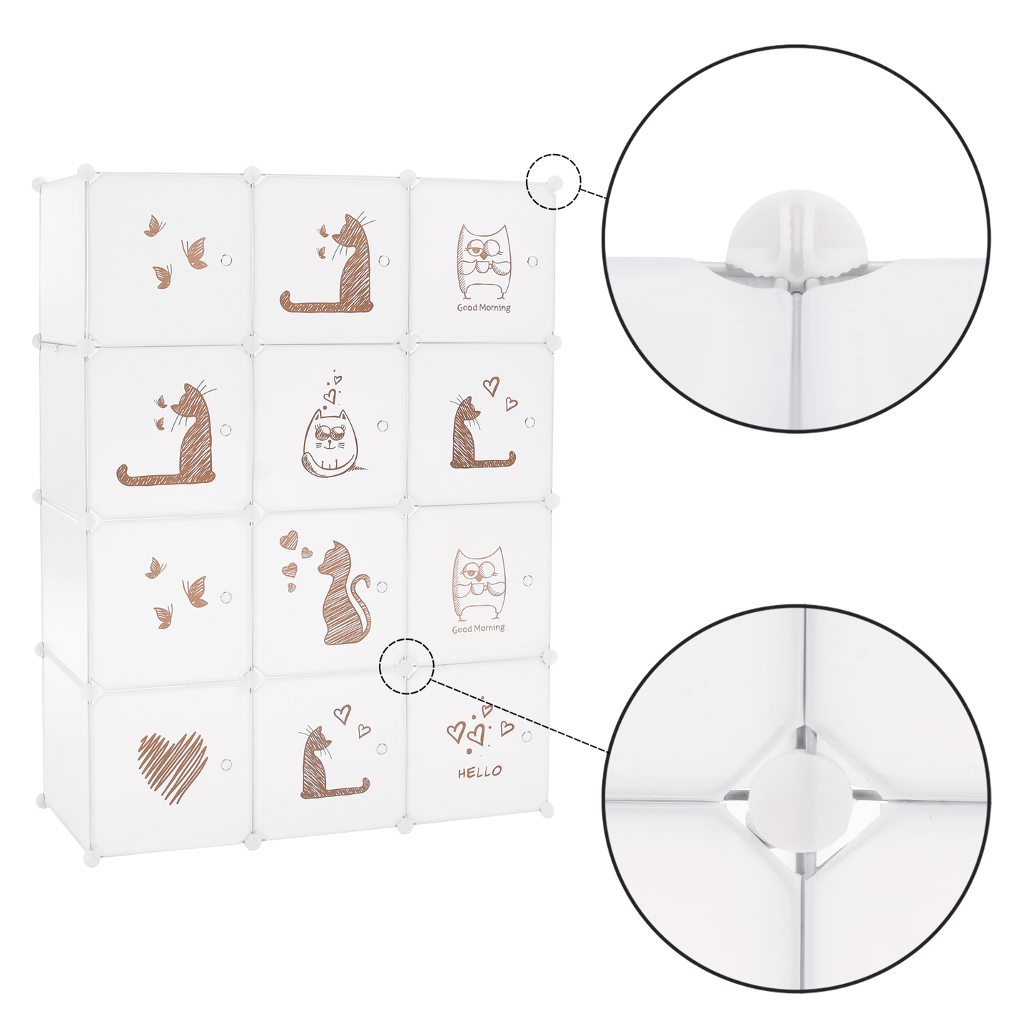 Dulap modular pentru copii, model alb / maro pentru copii, KITARO