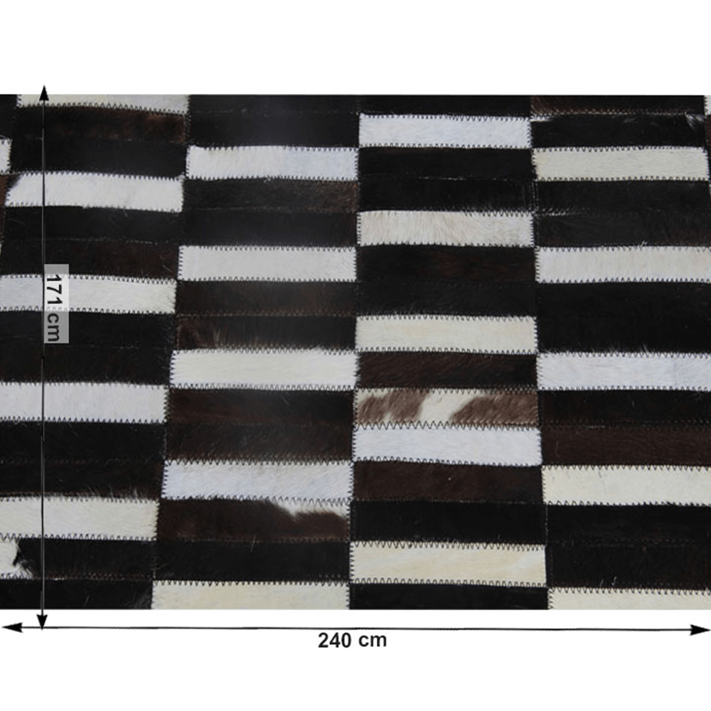 Covor de lux din piele, maro/negru/alb, patchwork, 171x240, PIELE DE VITĂ TIP 6