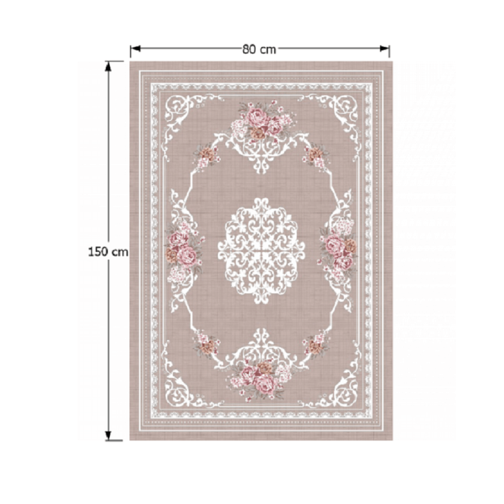 Covor, maro deschis/model flori, 80x150, SEDEF