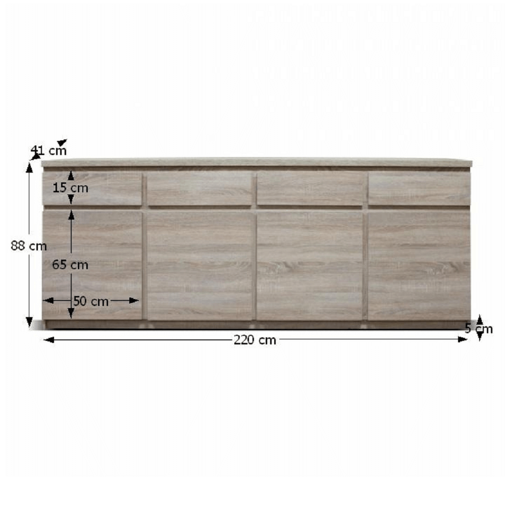 Comoda, typ 11, cu patru uşi, patru sertare, stejar sonoma, PANAMA