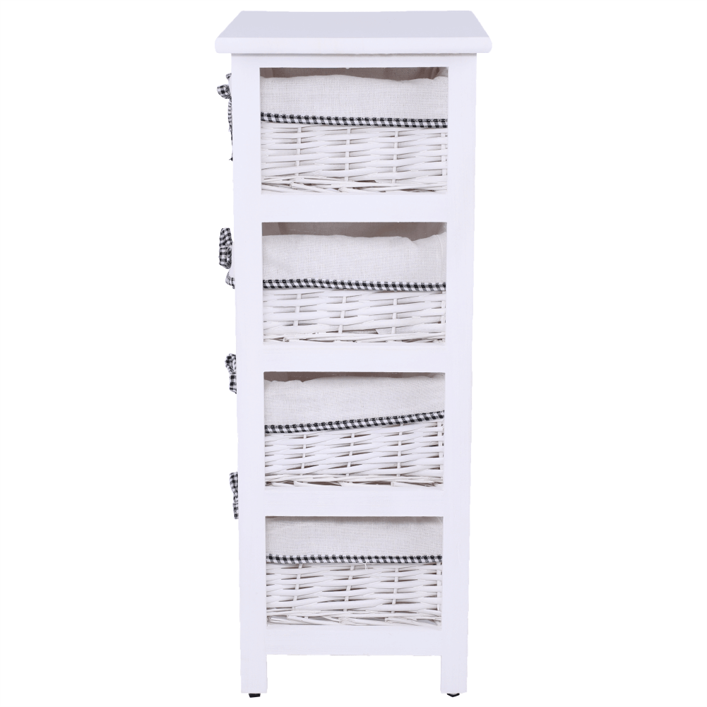 Comodă, 4 coşuri, alb antichizat, RUBY 4