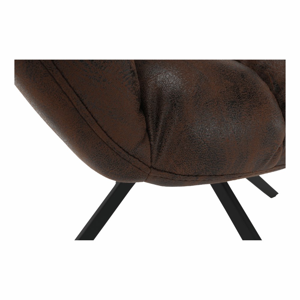 Fotoliu de design rotativ, maro ţesătură cu efect de piele întoarsă/negru, KOMODO