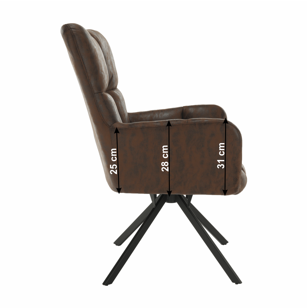 Fotoliu de design rotativ, maro ţesătură cu efect de piele întoarsă/negru, KOMODO