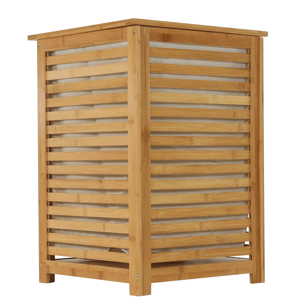 Coş de rufe, bambus lăcuit/bej, BASKET