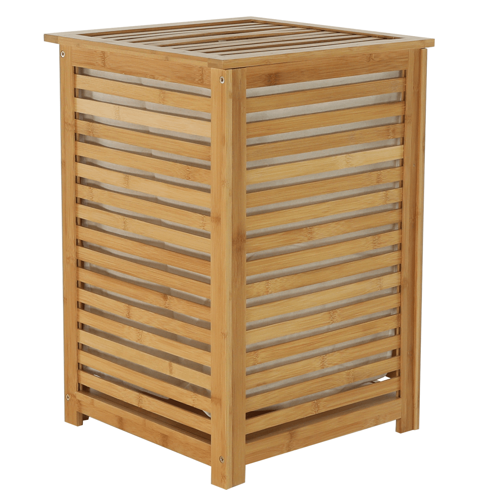 Coş de rufe, bambus lăcuit/bej, BASKET