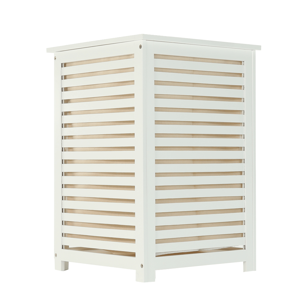 Coş de rufe, bambus lăcuit/alb/bej, BASKET