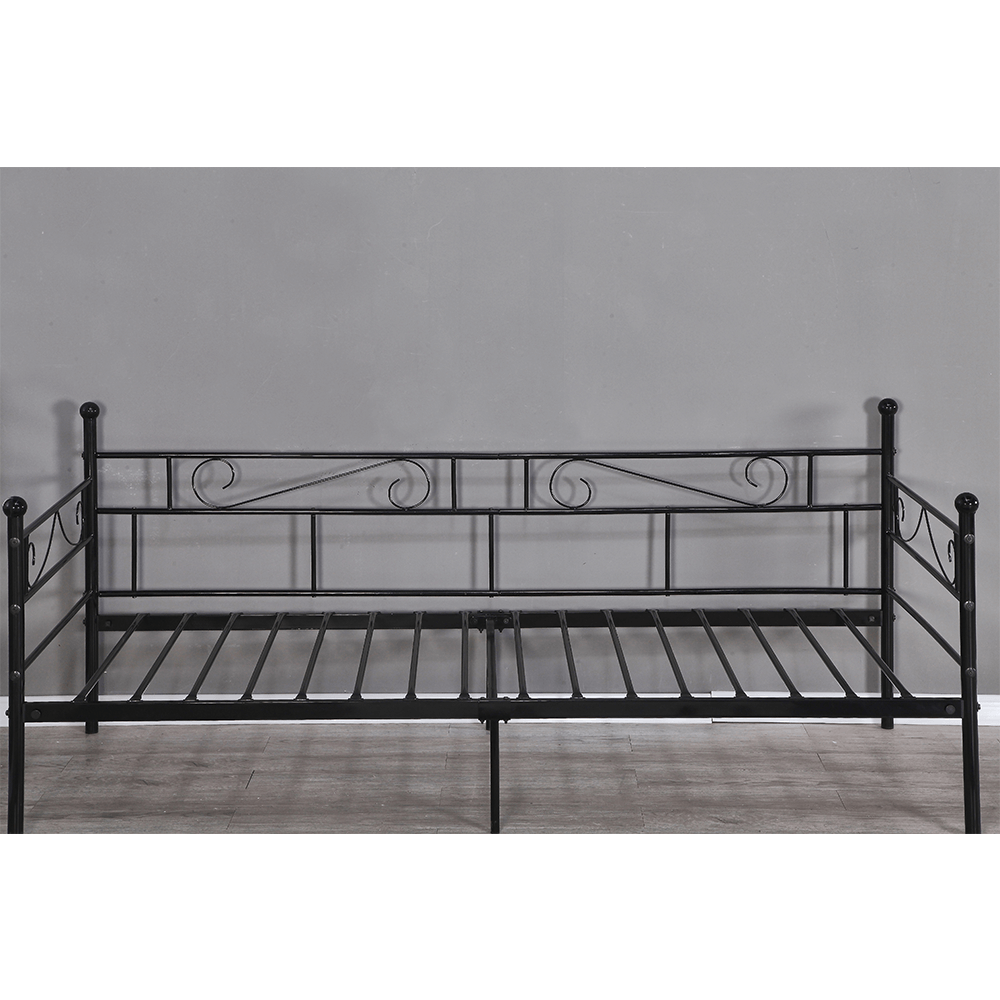 Canapea din metal - de o persoană, negru, 90x200, ROZALI