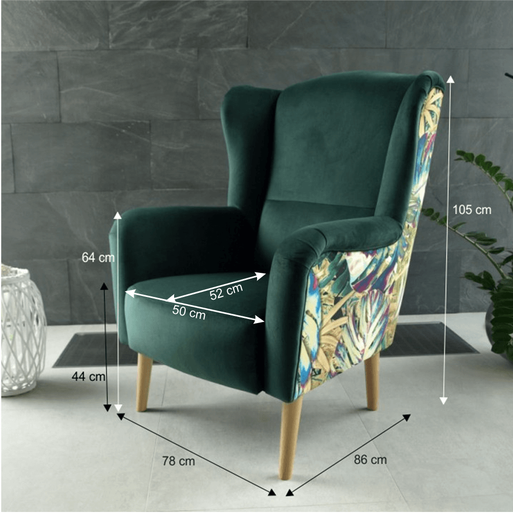 Scaun de design, ţesătură smarald/model Jungle, BELEK
