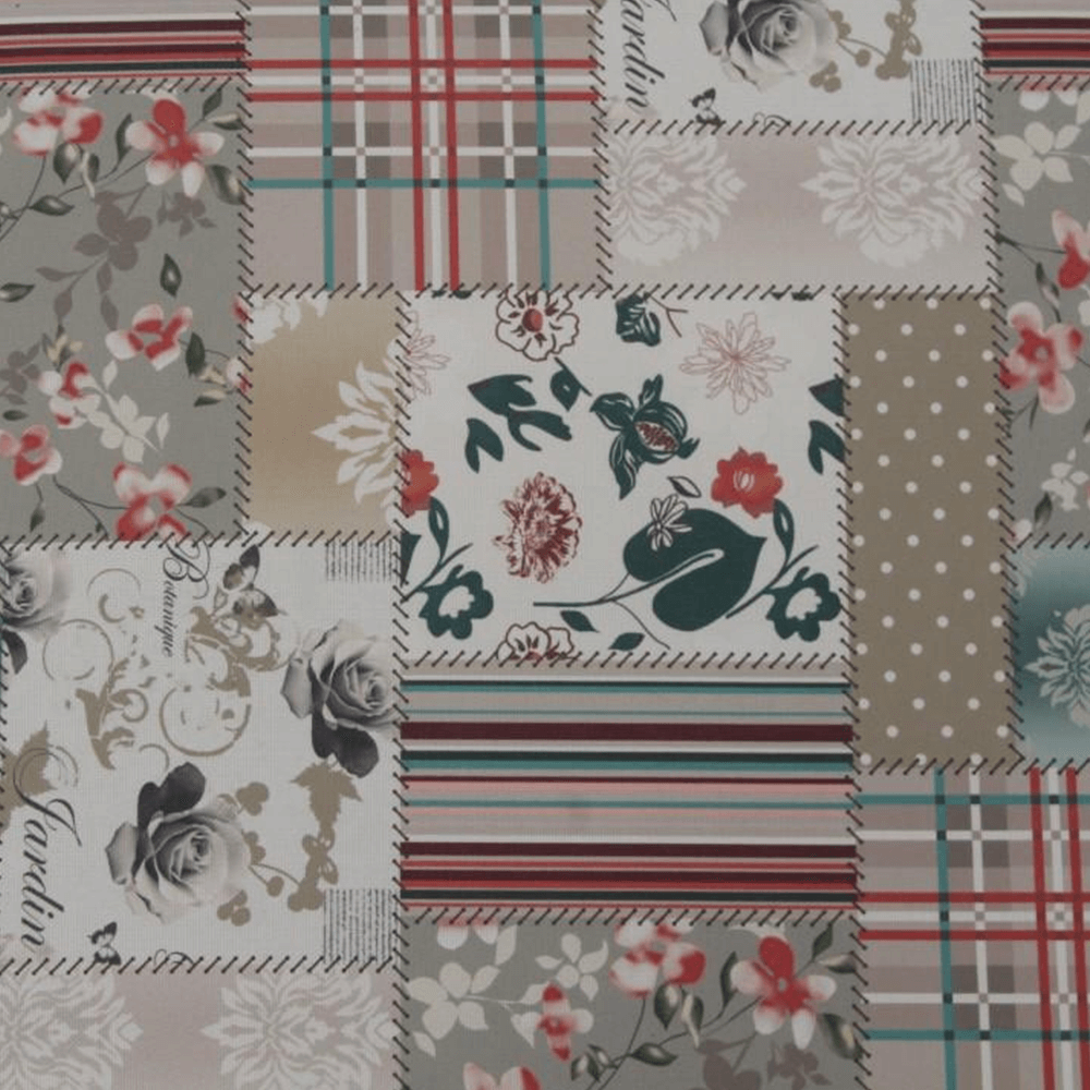 Fotoliu cu taburet, material textil în stilul patchwork Viorica 1, ASTRID