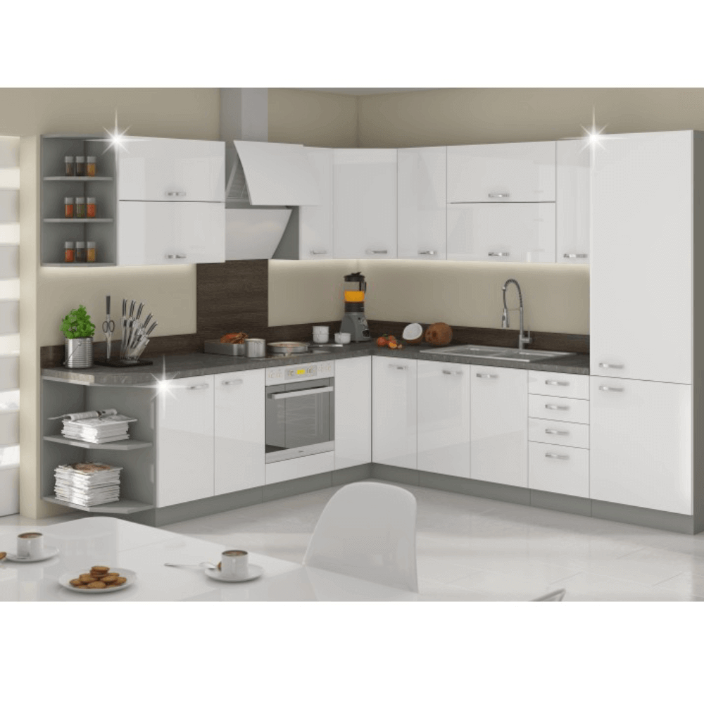 Cabinet inferior, alb extra lucios/gri, PRADO 60 D 1F BB