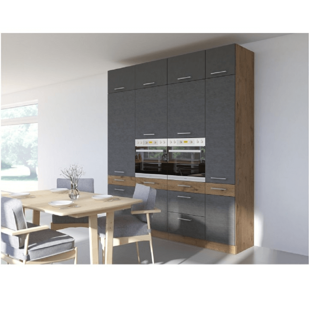 Dulap înalt, stejar lancelot/gri mat, VEGA 60 DKS-210 3S 1F