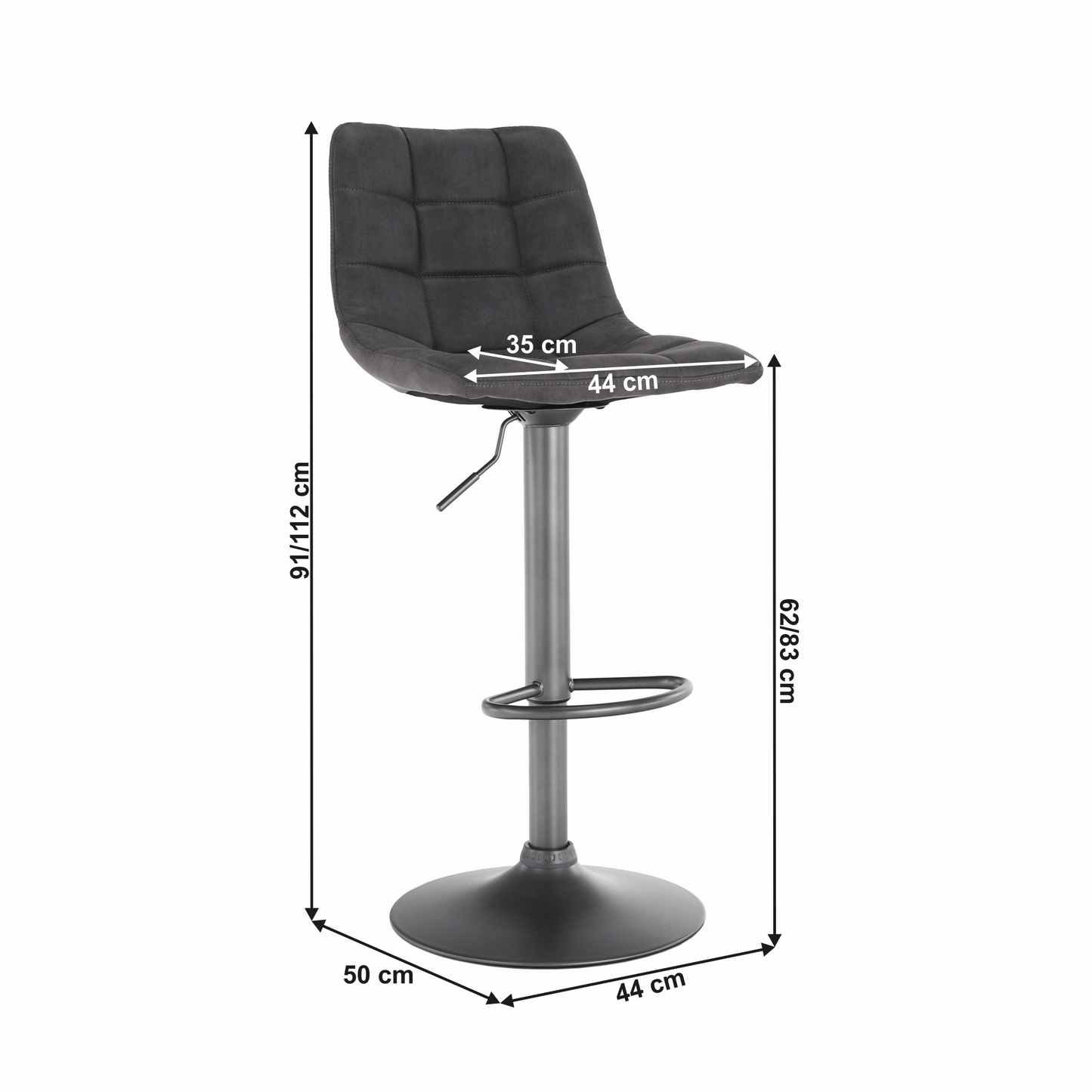 Scaun de bar, gri / negru, LAHELA