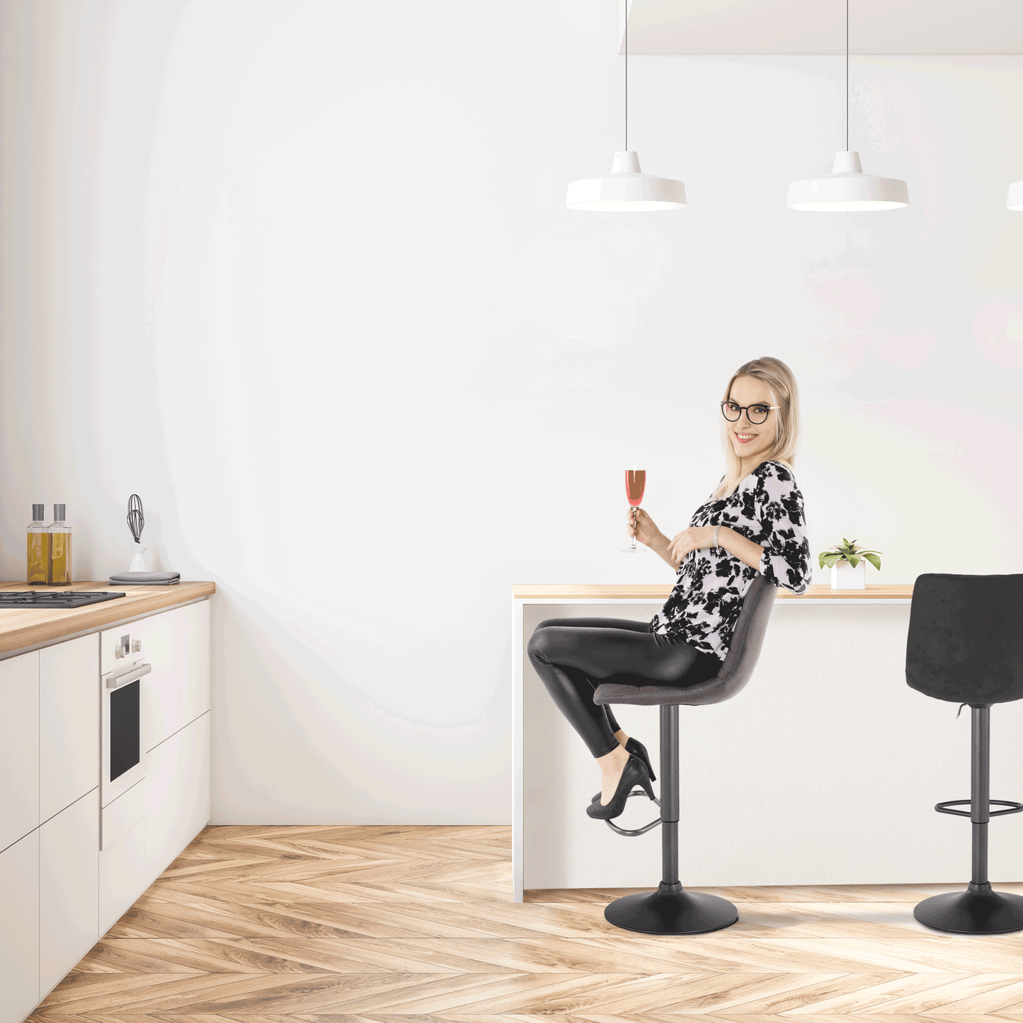 Scaun de bar, gri / negru, LAHELA