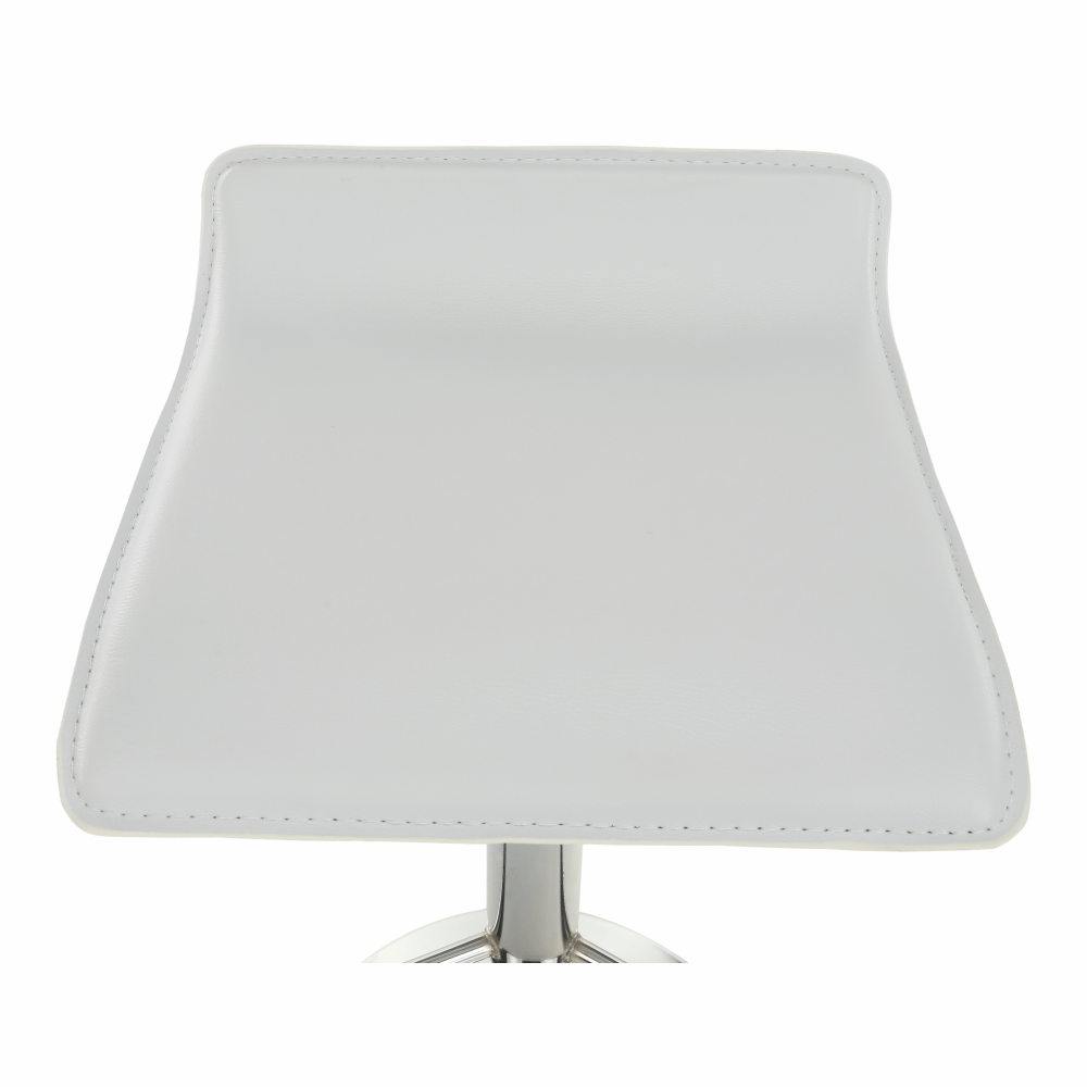 Scaun de bar, piele ecologică alb/crom LARIA NEW