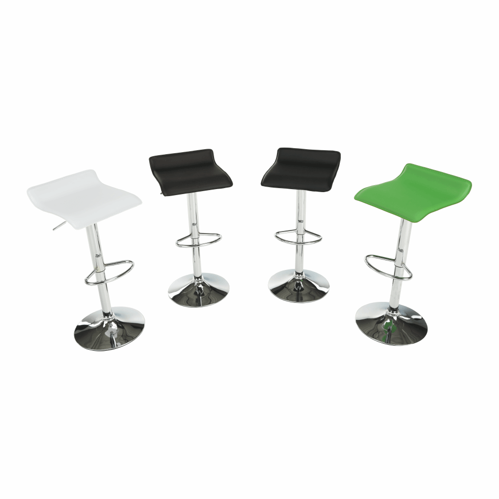 Scaun de bar, piele ecologică alb/crom LARIA NEW