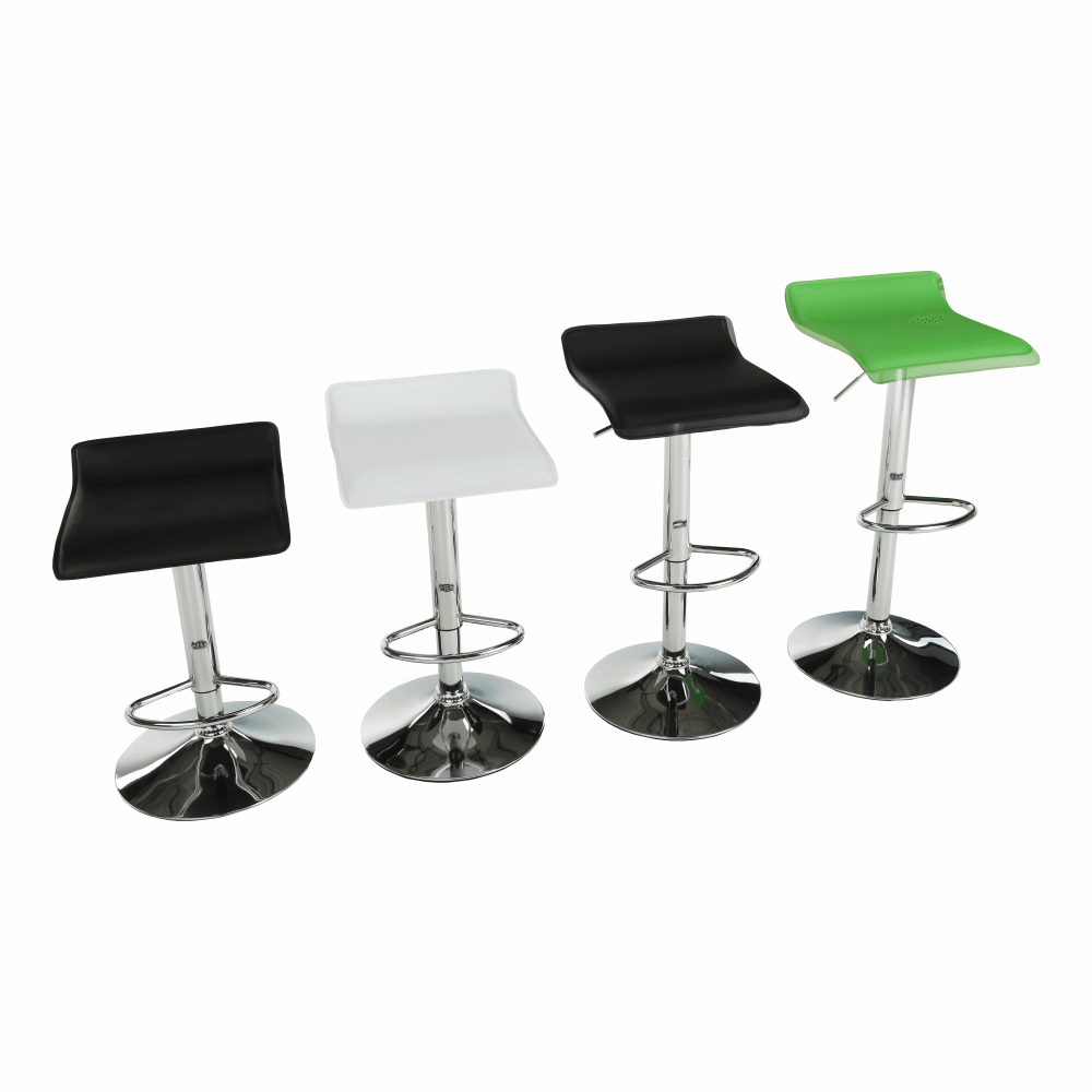 Scaun de bar, piele ecologică alb/crom LARIA NEW