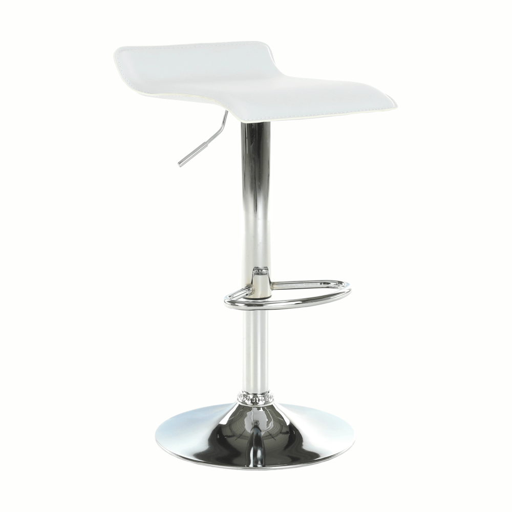 Scaun de bar, piele ecologică alb/crom LARIA NEW