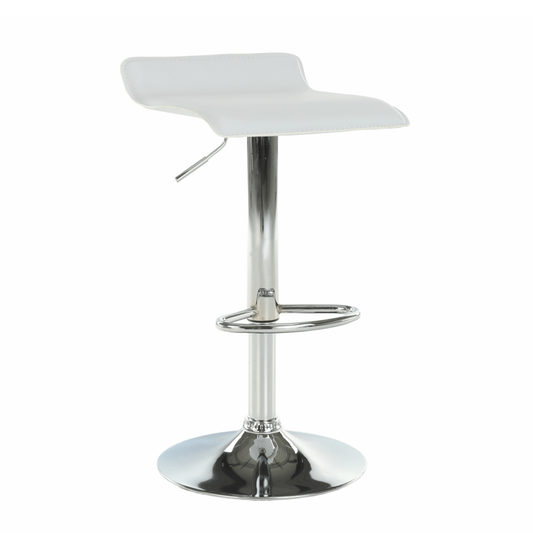 Scaun de bar, piele ecologică alb/crom LARIA NEW