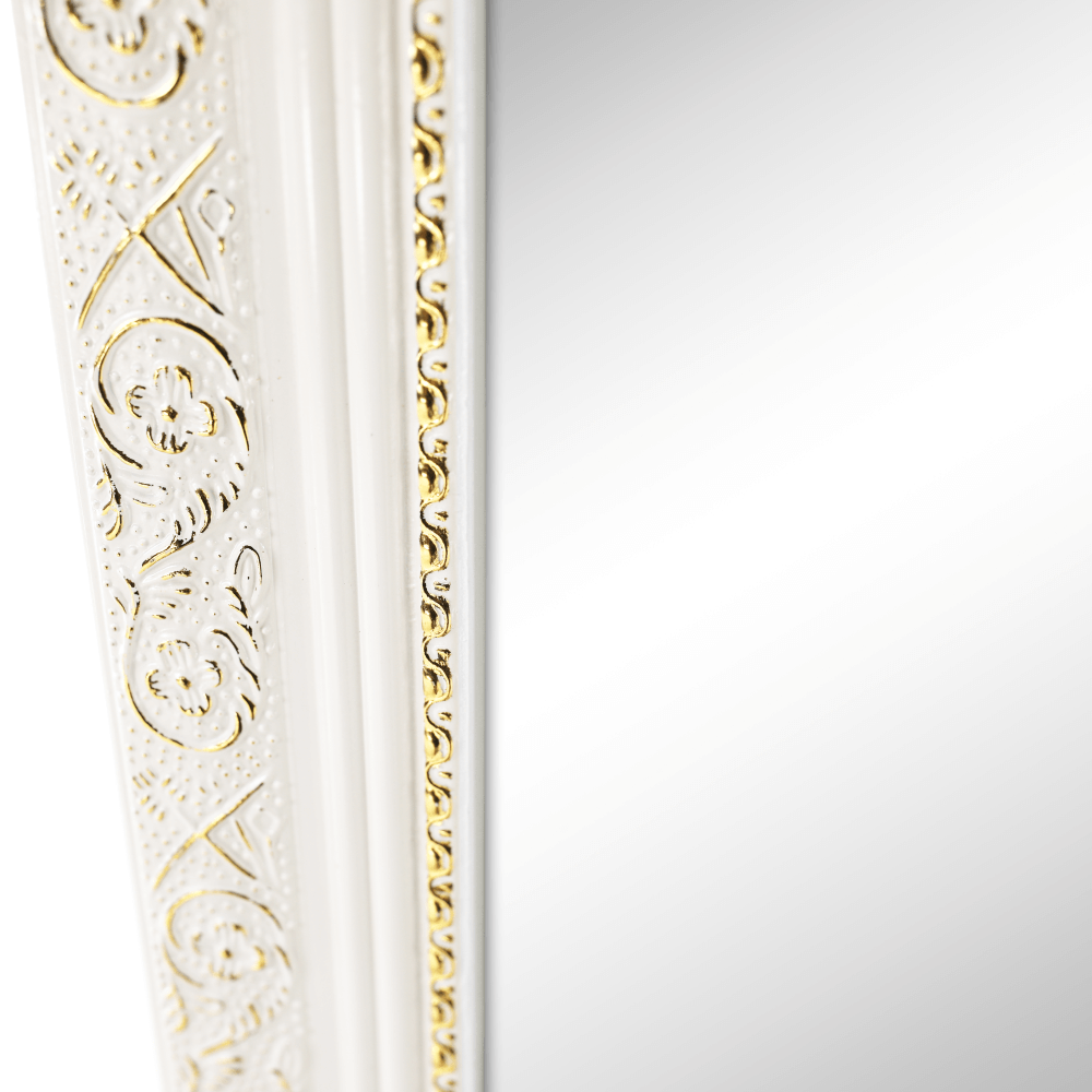 Oglindă de podea, alb/ornament auriu, LAVAL