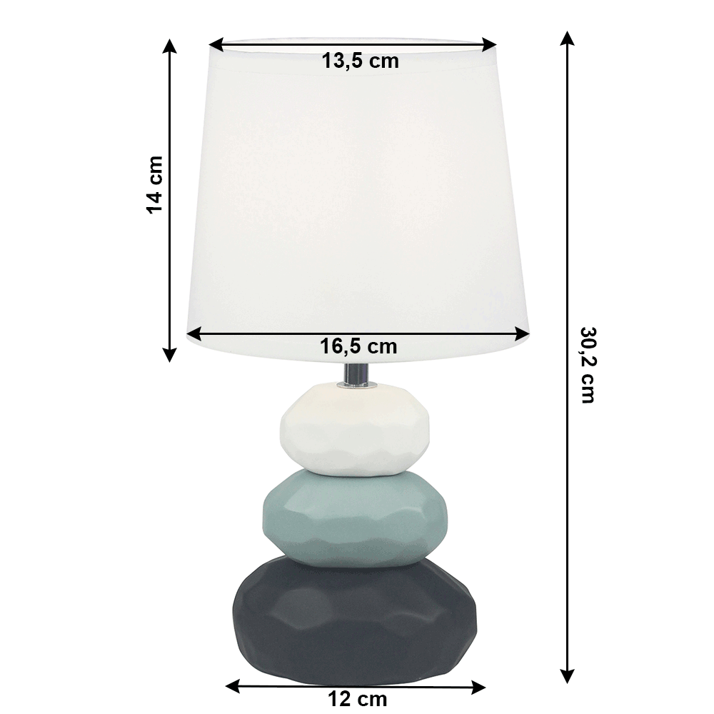 Lampă de masă, alb / albastru / negru, LENUS