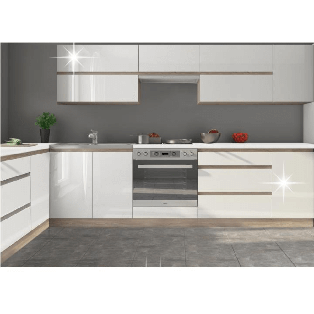 Dulap superior cu 2 uşi orizontale, alb super luciu HG, LINE ALB G60