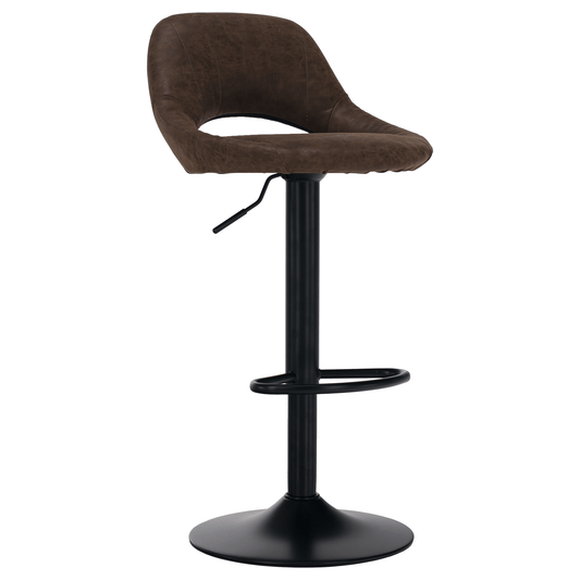 Scaun de bar, material textil maro cu efect de piele întoarsă, LORASA NEW