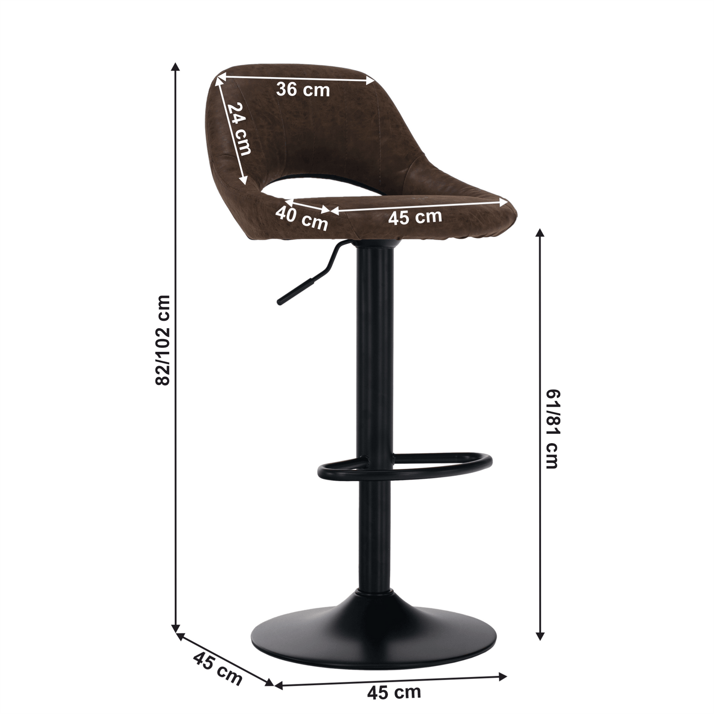 Scaun de bar, material textil maro cu efect de piele întoarsă, LORASA NEW