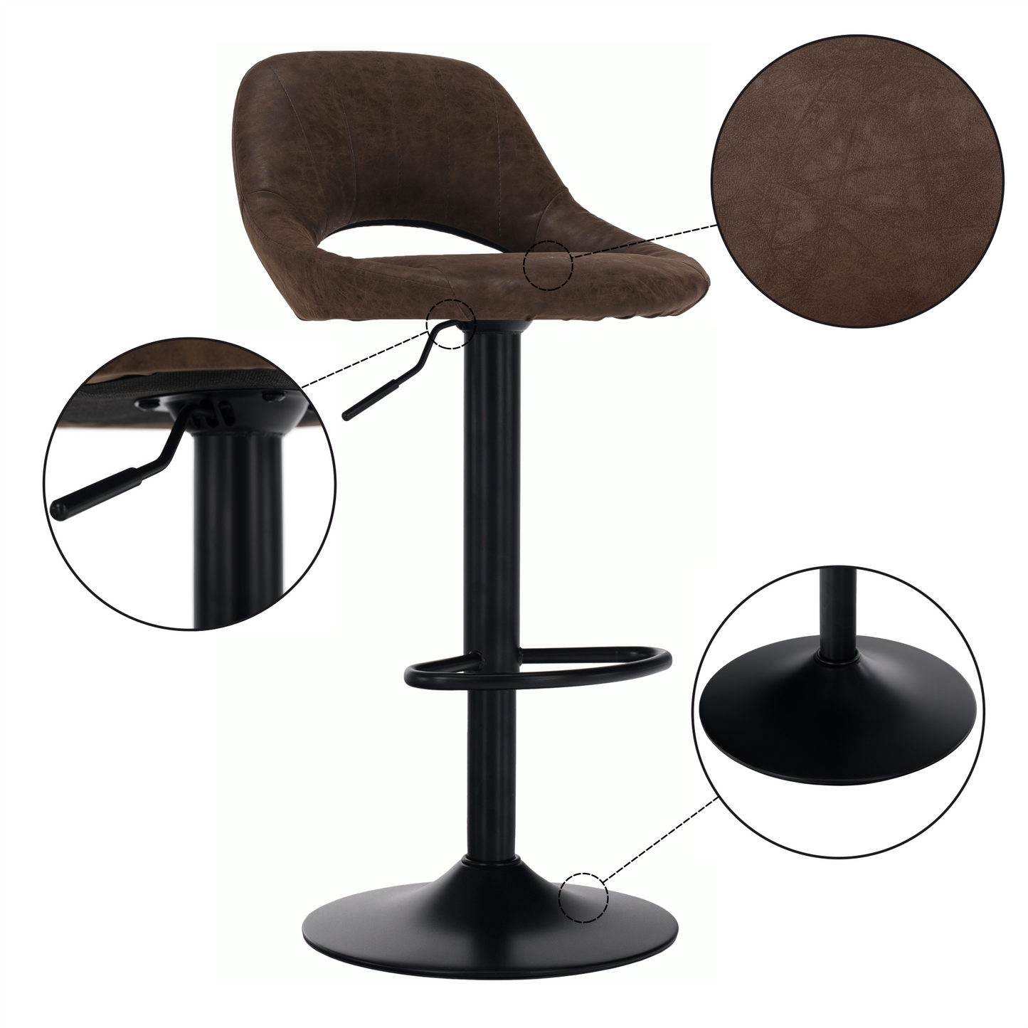 Scaun de bar, material textil maro cu efect de piele întoarsă, LORASA NEW