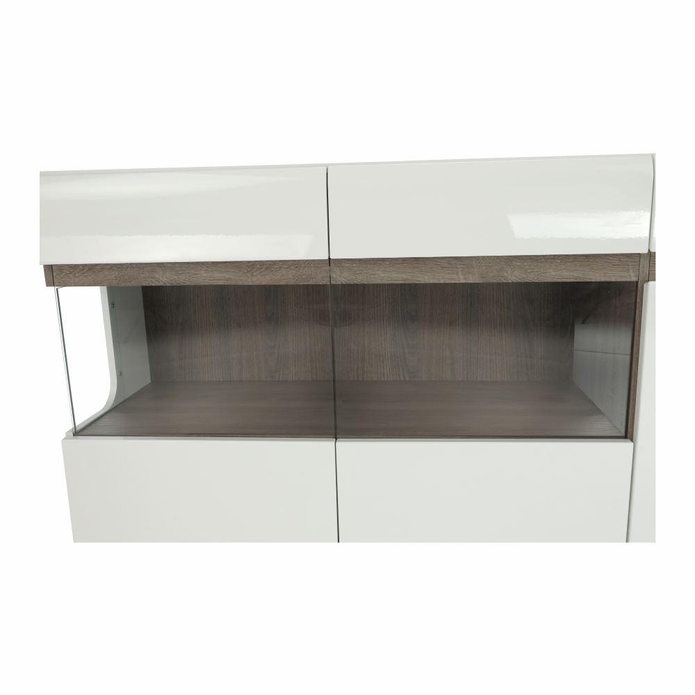 Comodă, albă strălucitoare HG/stejar sonoma închis, LYNATET TYP 42