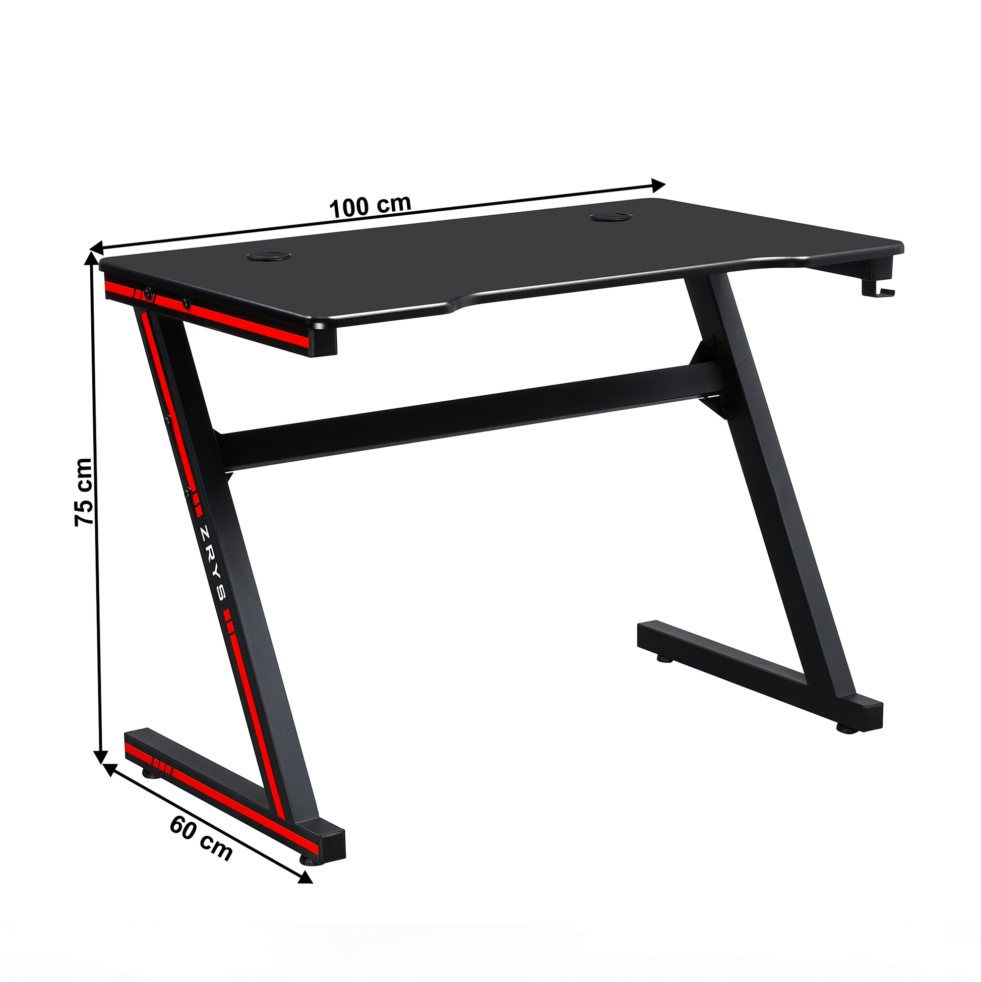 Masă de joc / masă pentru computer, neagră / roşie, MACKENZIE 100cm