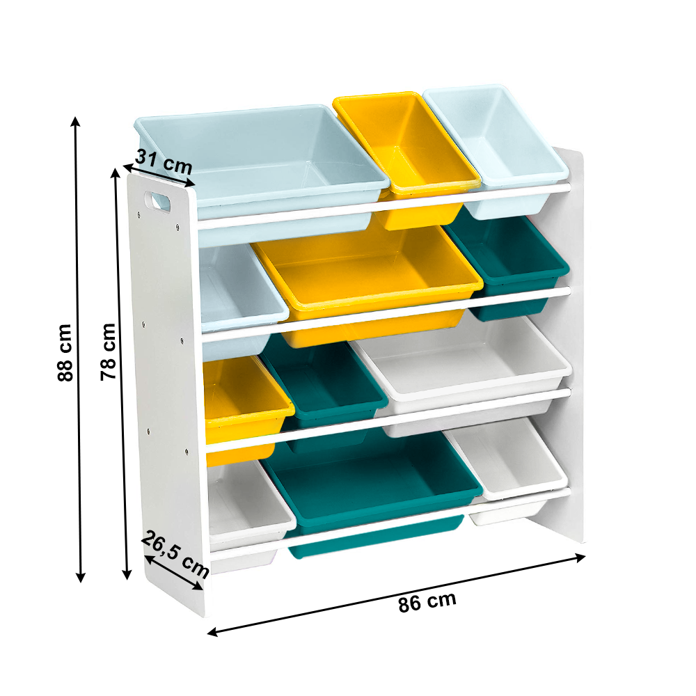 Organizator / raft pentru jucării, alb / multicolor, MADY