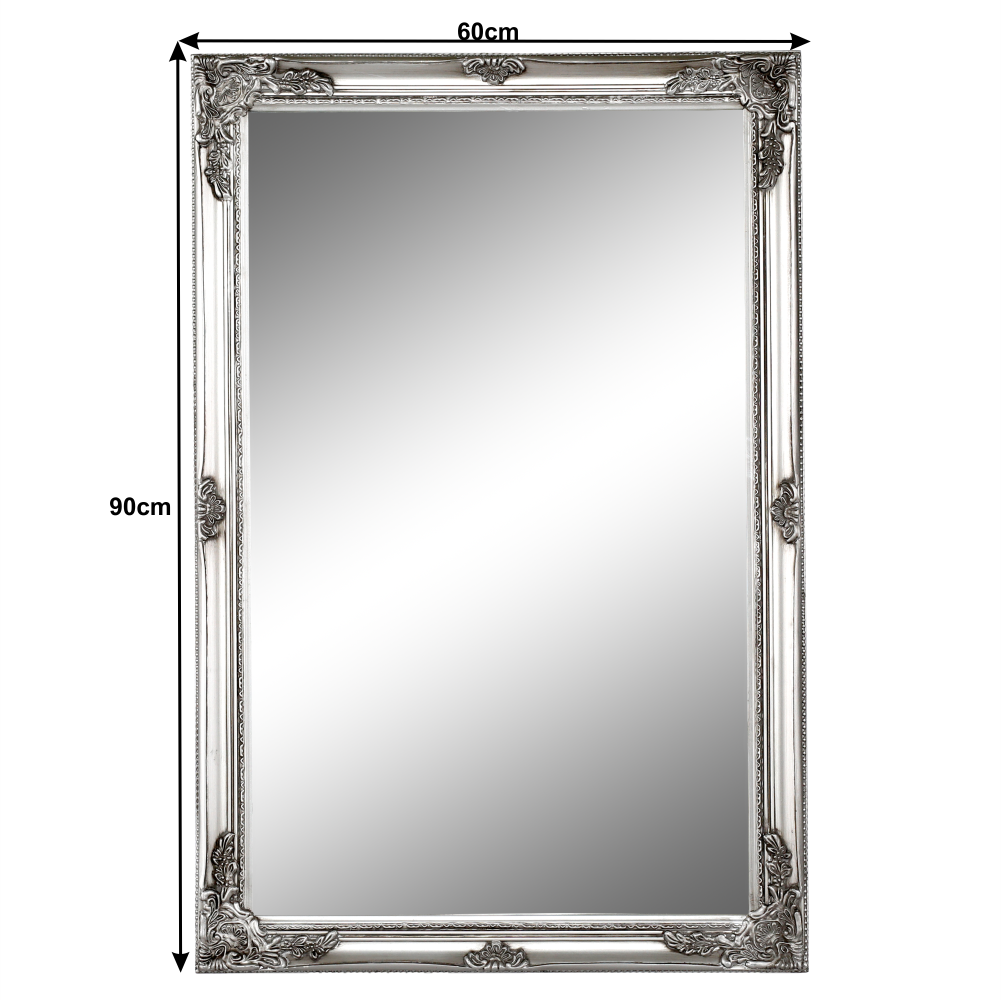 Oglindă, ramă din lemn argintiu, MALKIA TYP 6