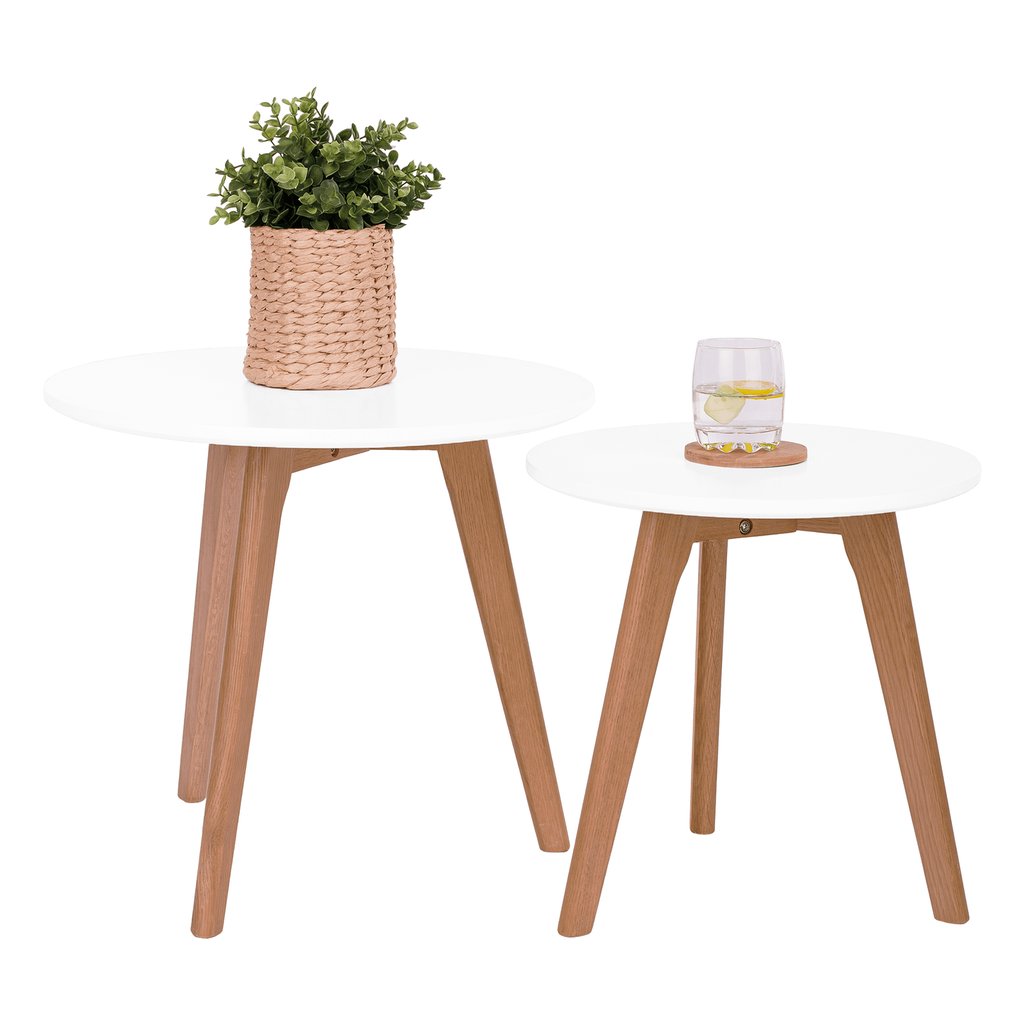 Set 2 măsuţe pt. cafea, alb/fag, MALTO NEW