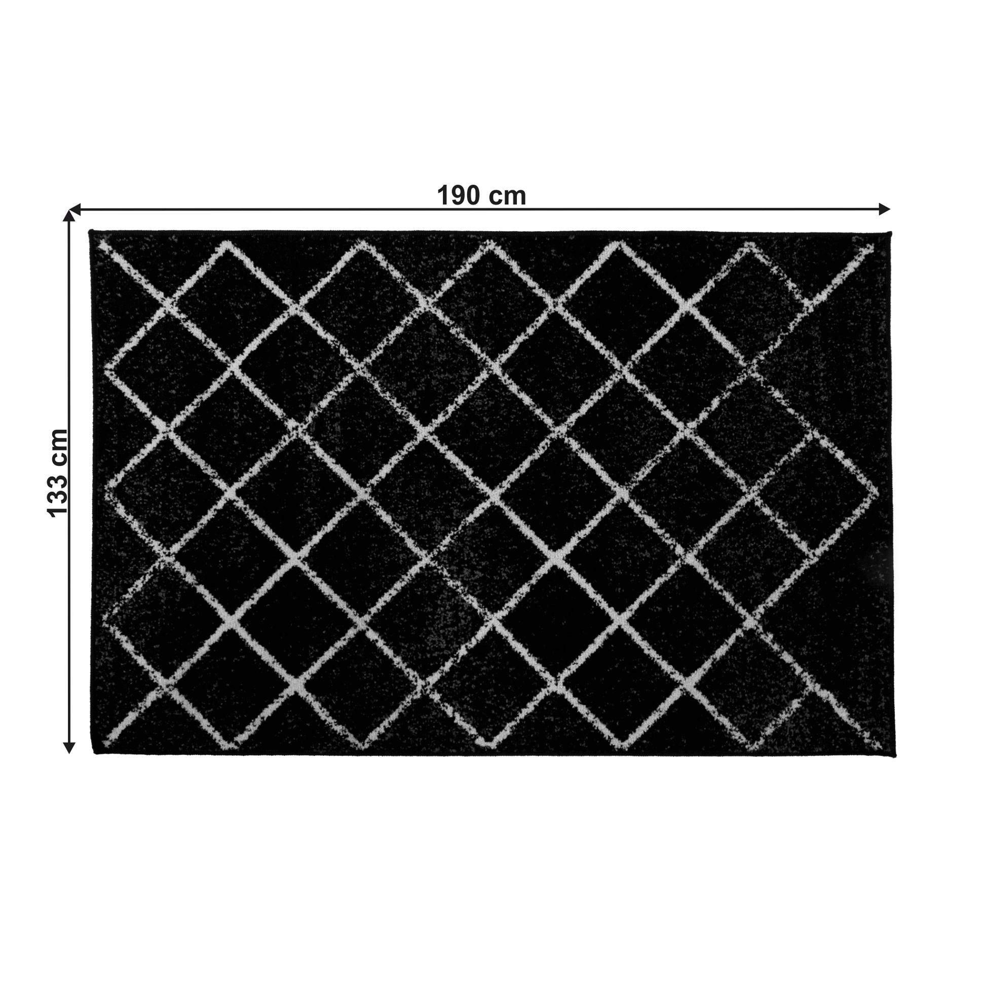 Covor, negru/model, 133x190 cm, MATES TYP 1