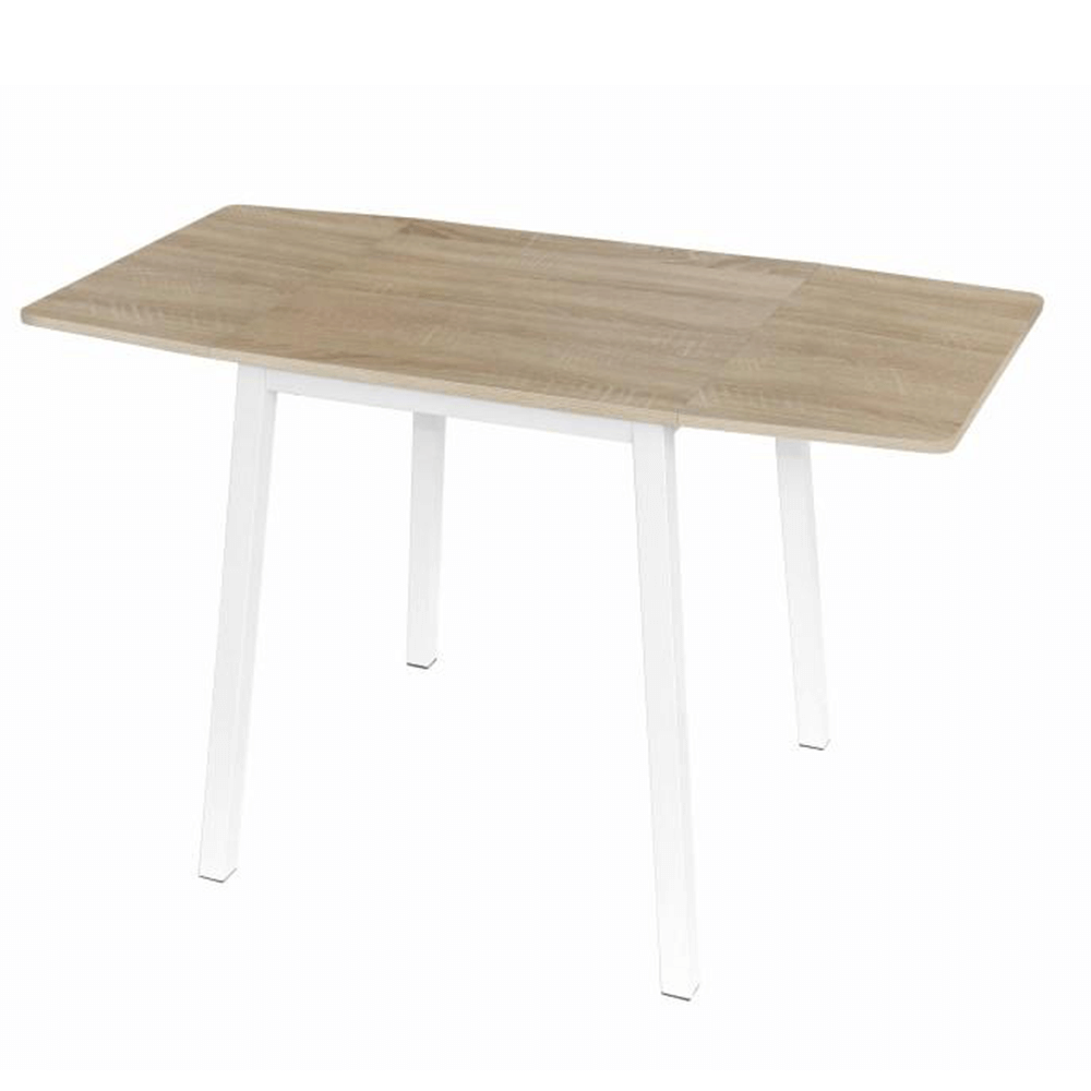 Masă dining, MDF folie/metal, stejar sonoma/alb, 60-120x60 cm, MAURO