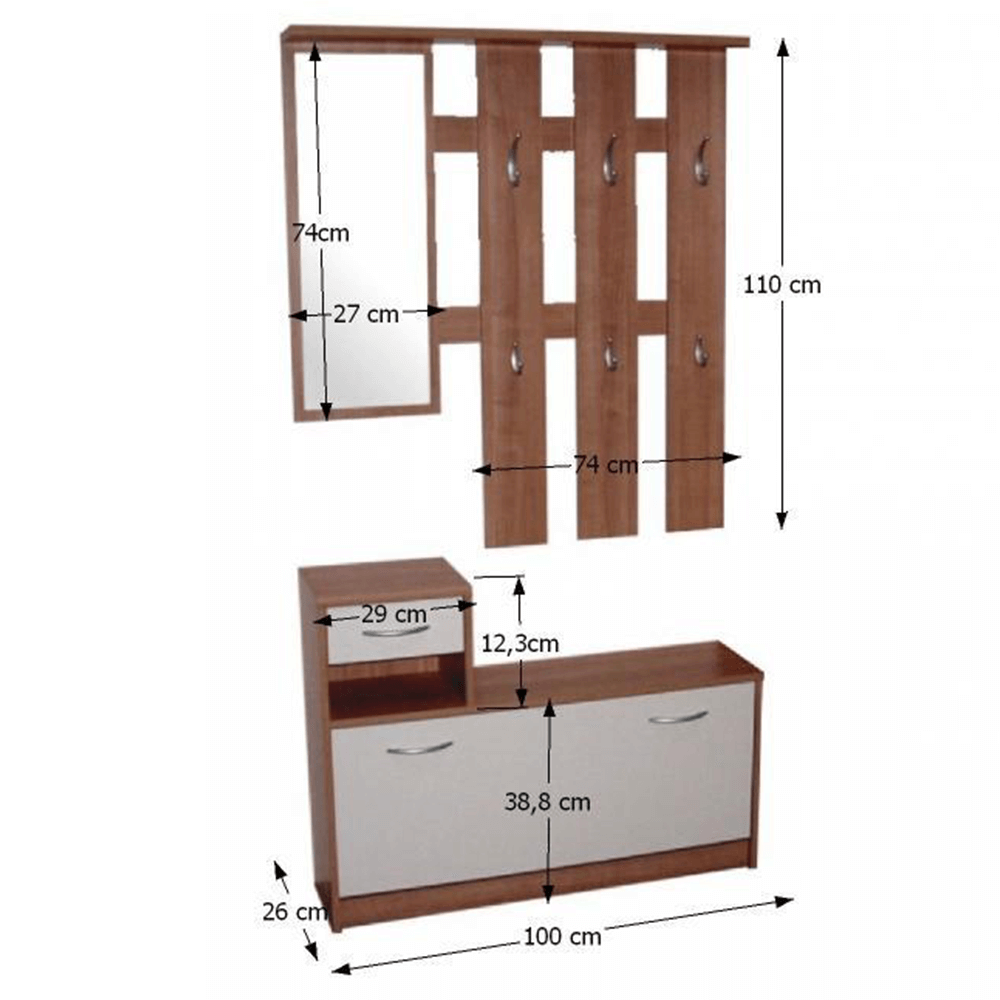 Set vestibul, wenge, alb MECKI