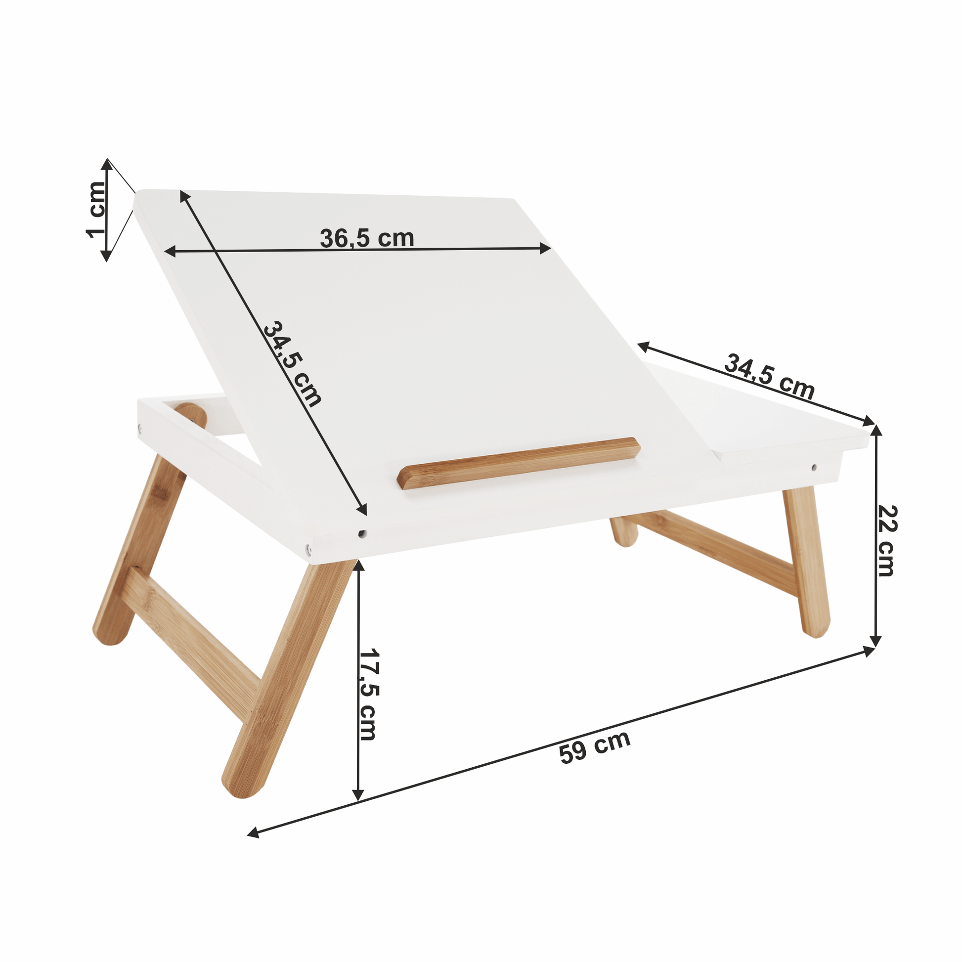 Masă pliabilă pentru laptop, bambus alb / natural, MELTEN