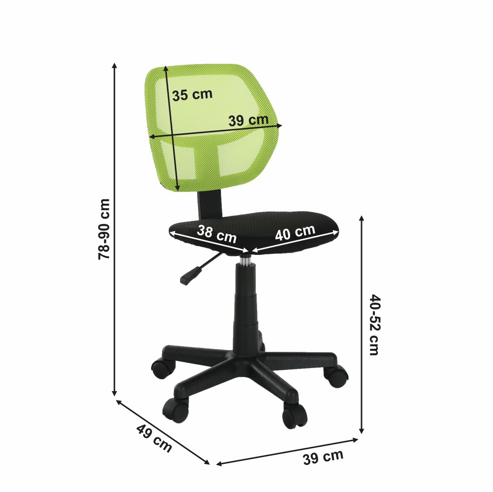 Scaun rotativ, verde / negru, MESH