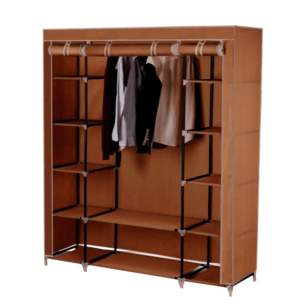 Organizator de garderobă, material textil/metal, maro, METIN VNW15