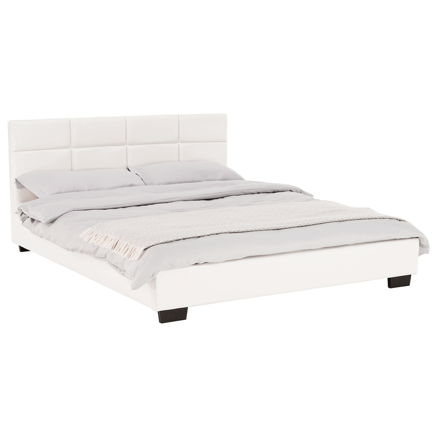 Pat matrimonial cu somieră, 160x200, piele eco albă, MIKEL