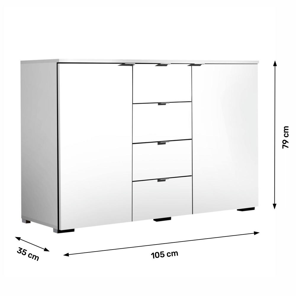 Comodă, alb, MIRANDA TYP 1