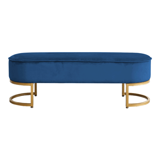 Bancă de design, ţesătură de catifea albastră/crom auriu, MIRILA NEW
