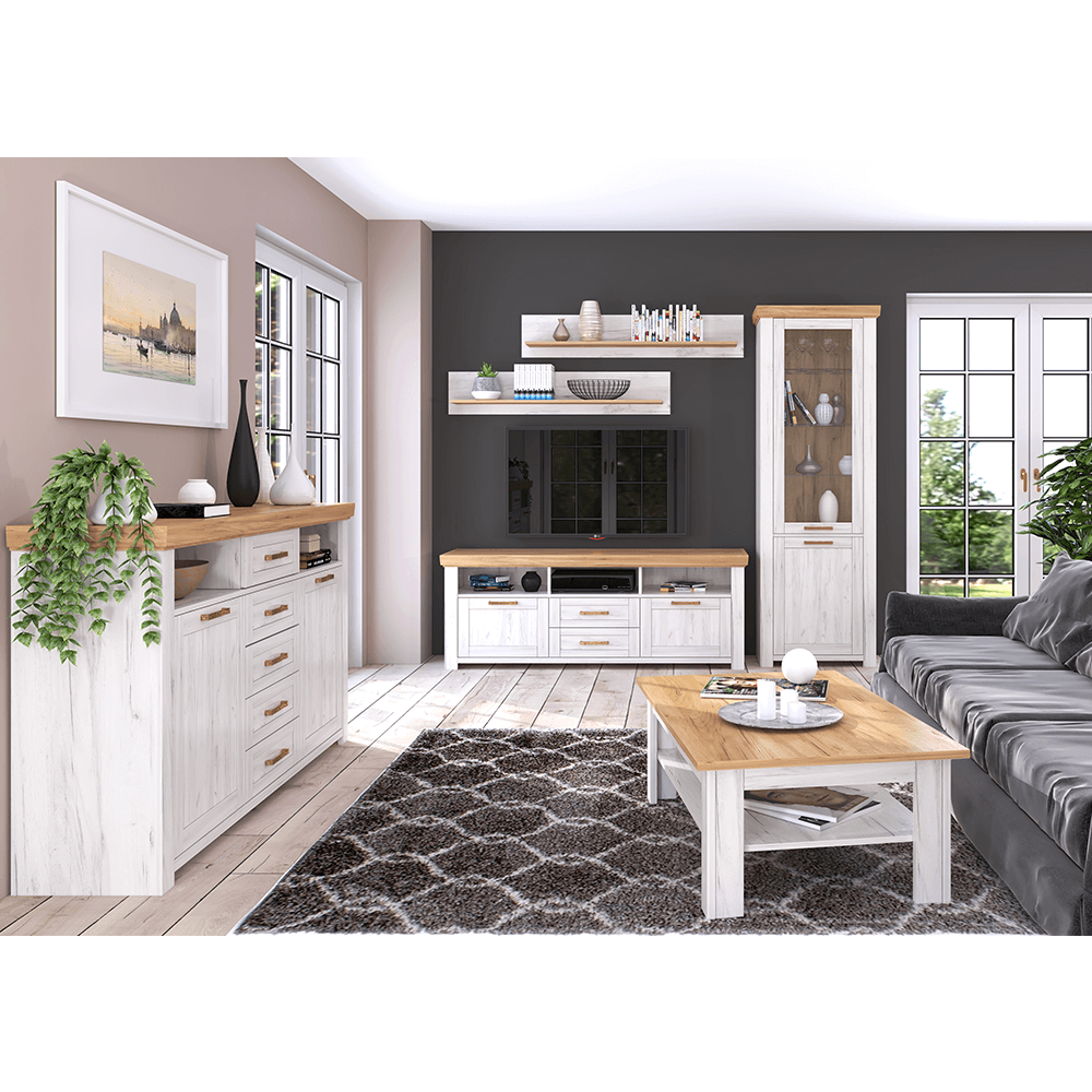 Scrin E, stejar craft auriu / stejar craft alb, SUDBURY