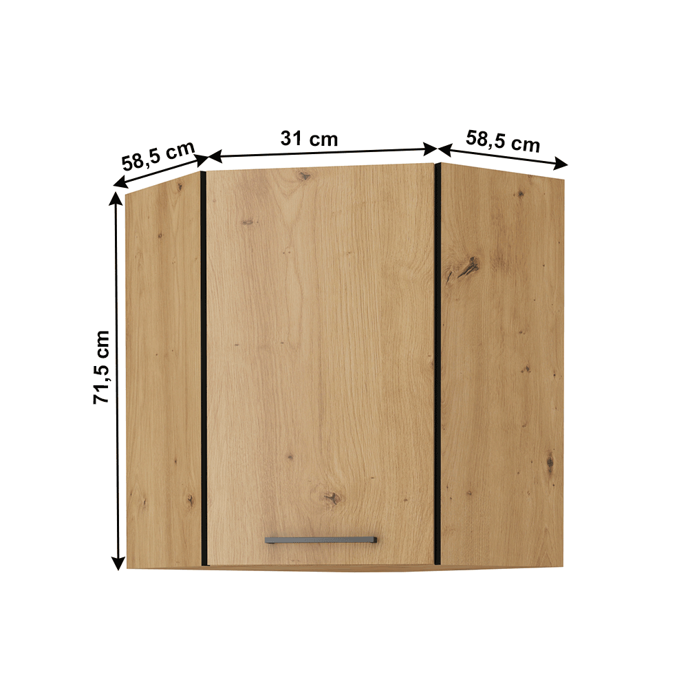 Dulap superior, negru mat / stejar artizan, MONRO 60/60 GN-72 1F