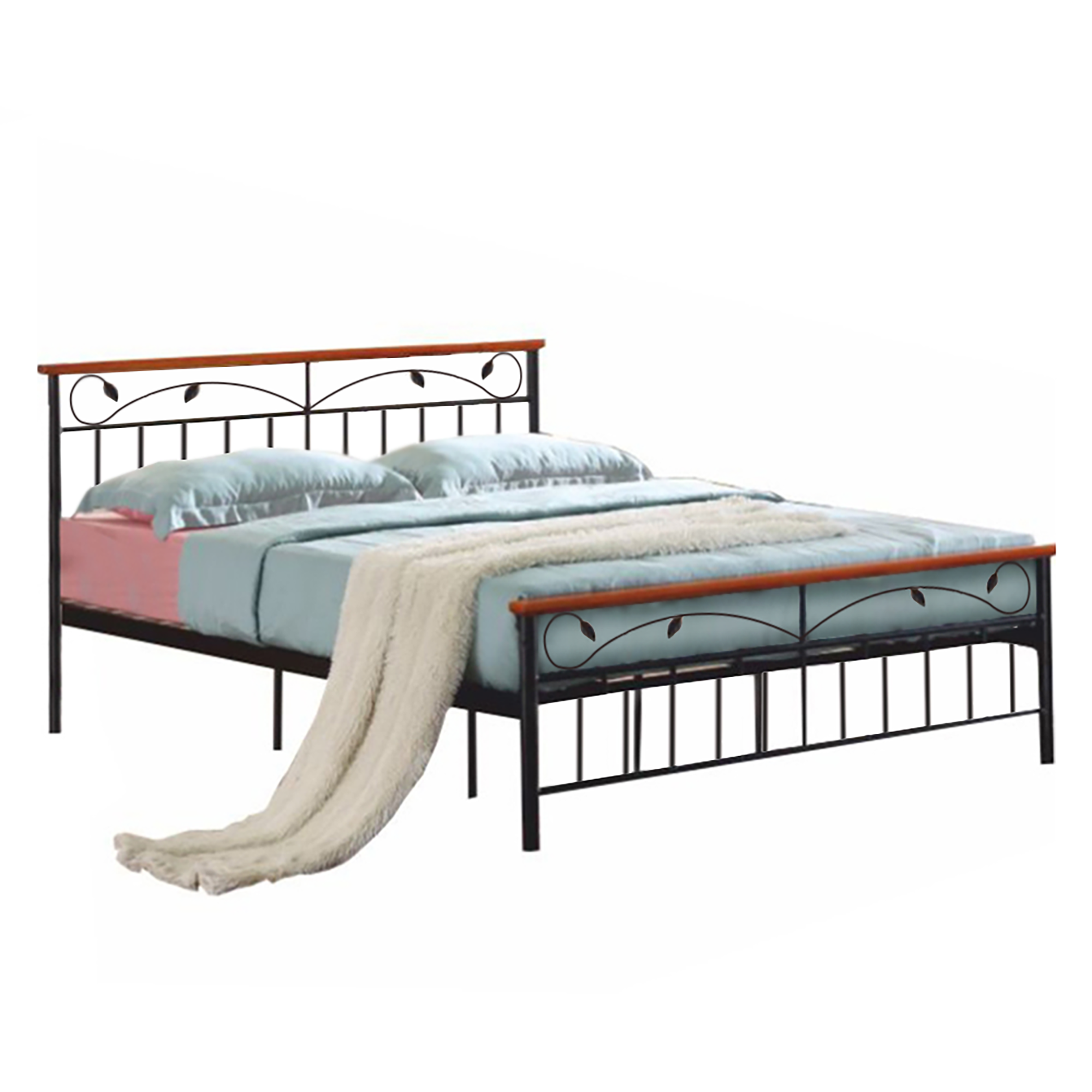 Cadru pat cu somieră lamelară, lemn cireş/metal, 160x200, MORENA NEW