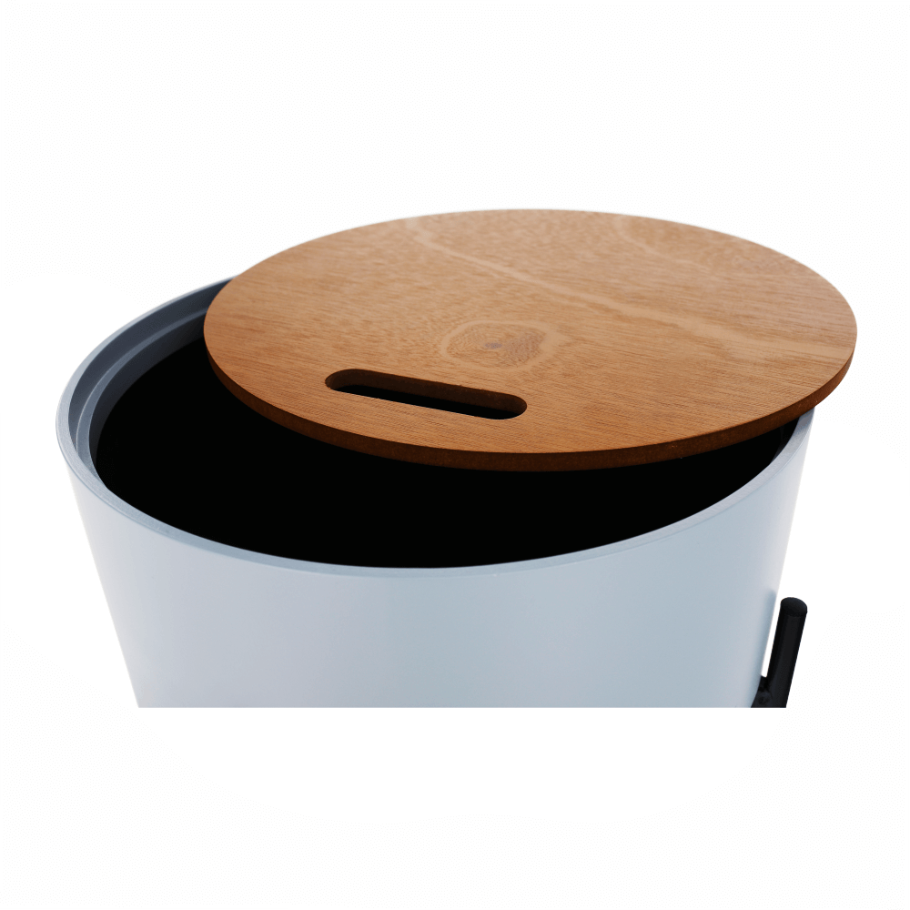 Taburet cu spaţiu de depozitare, gri/natural/negru, MOSAI