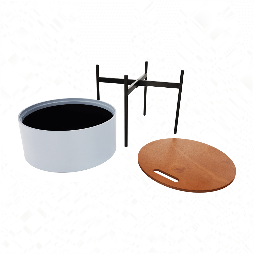 Taburet cu spaţiu de depozitare, gri/natural/negru, MOSAI