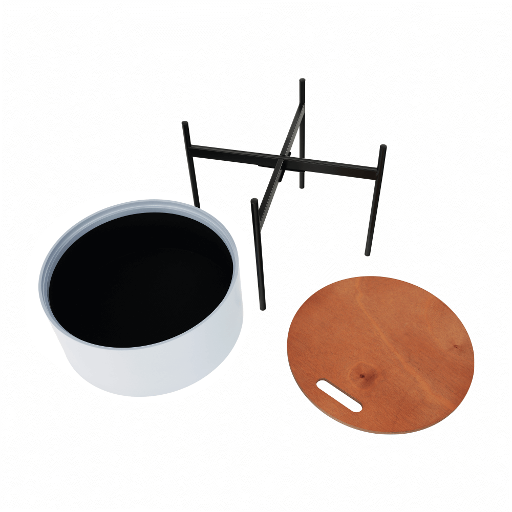 Taburet cu spaţiu de depozitare, gri/natural/negru, MOSAI