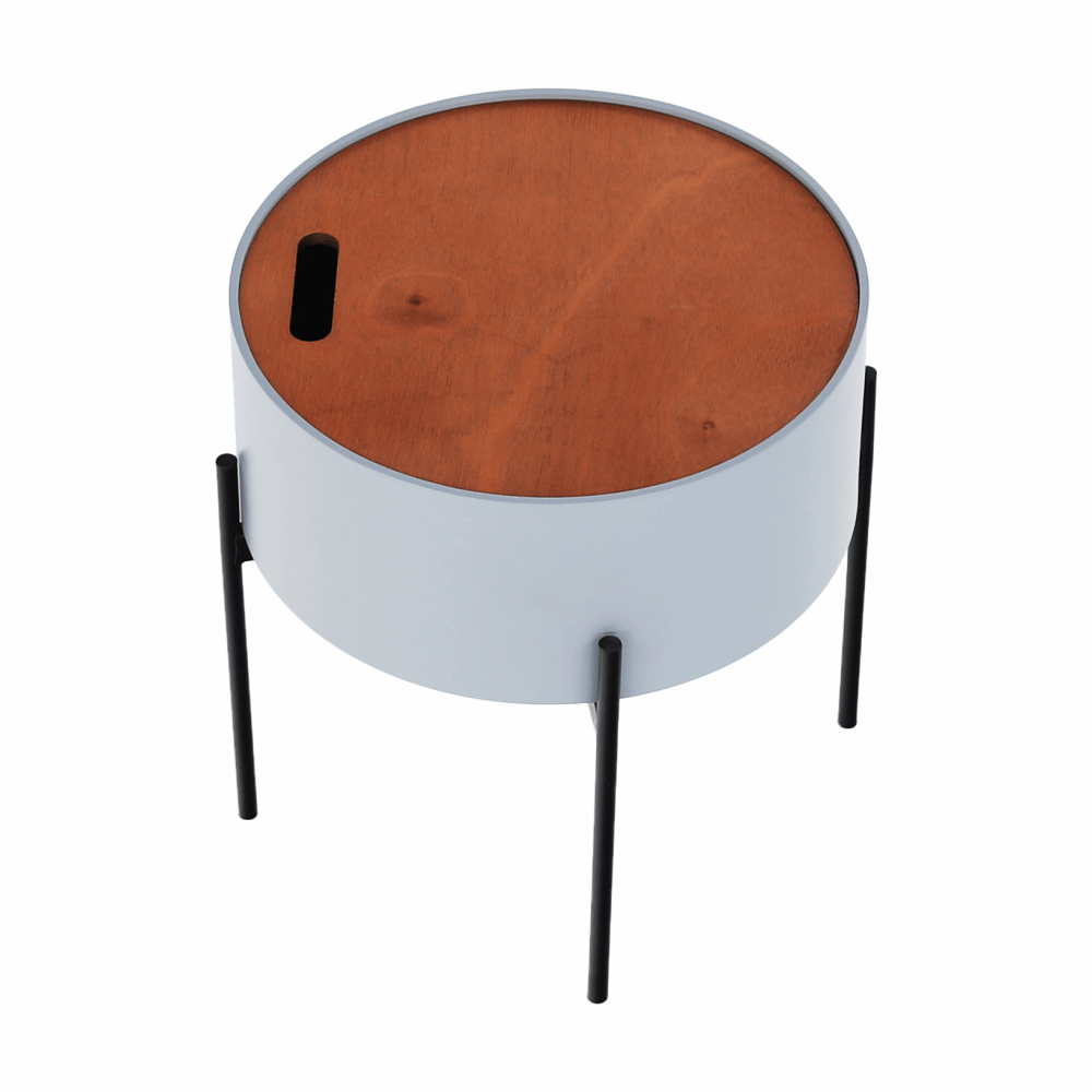 Taburet cu spaţiu de depozitare, gri/natural/negru, MOSAI