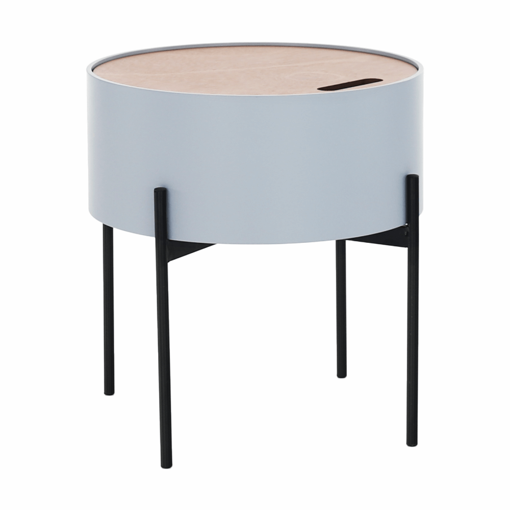 Taburet cu spaţiu de depozitare, gri/natural/negru, MOSAI